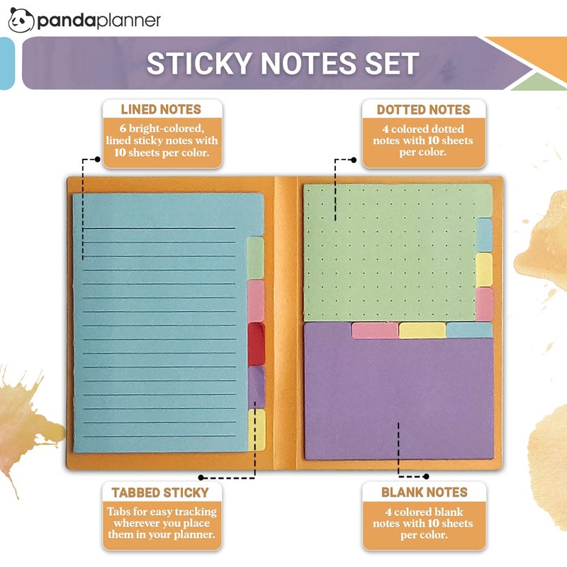 Panda Planner Sticky Notes Set â€“ 140 Spring Colors Sticky Notes for Home, Office, & School â€“ Tabbed, Dotted, Blank, & Lined Sticky Notes for Productivity & Organization (Spring Colors) - Image 2